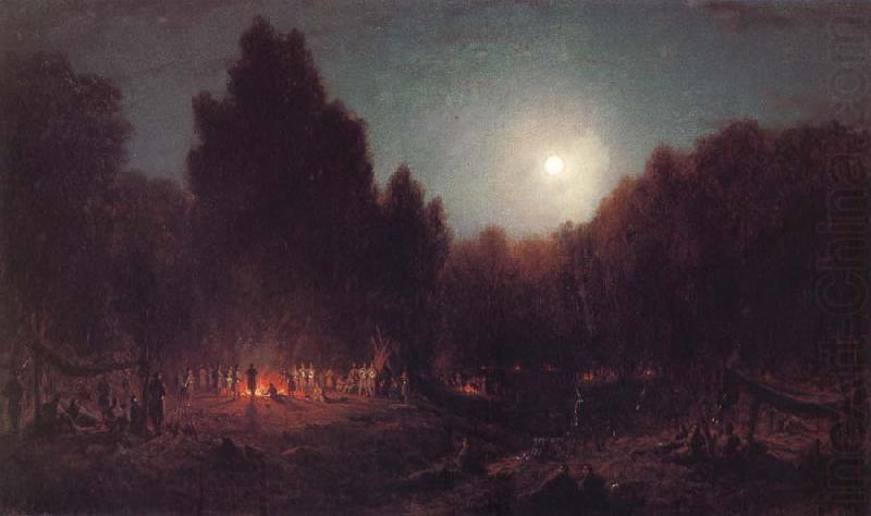Night Bivouac of the Seventh Regiment New York at Arlington Heights,Virginia, Sanford Robinson Gifford